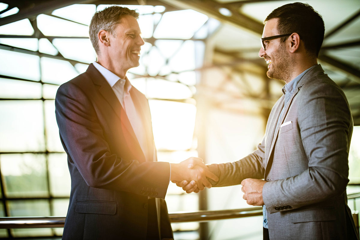 Business professionals shaking hands